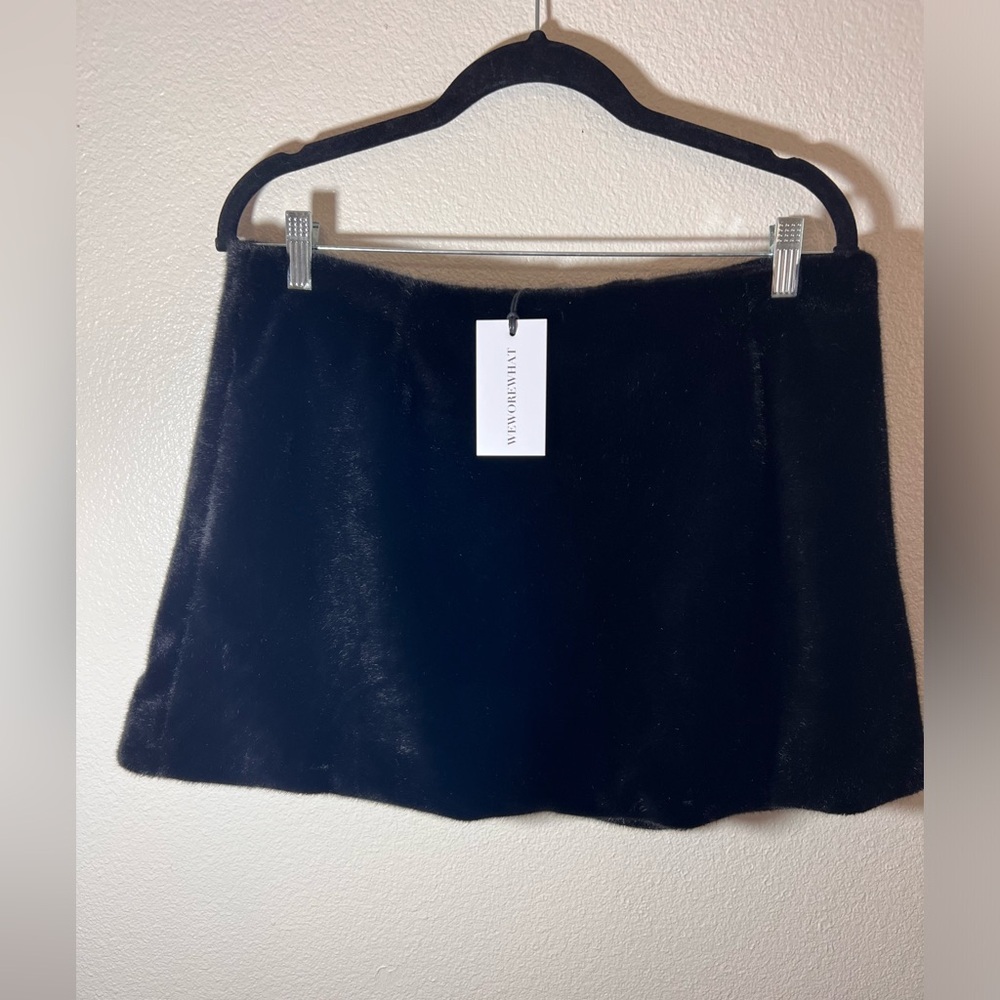 WeWoreWhat Faux Fur Mini Skirt | Size 12 | Black | NWT